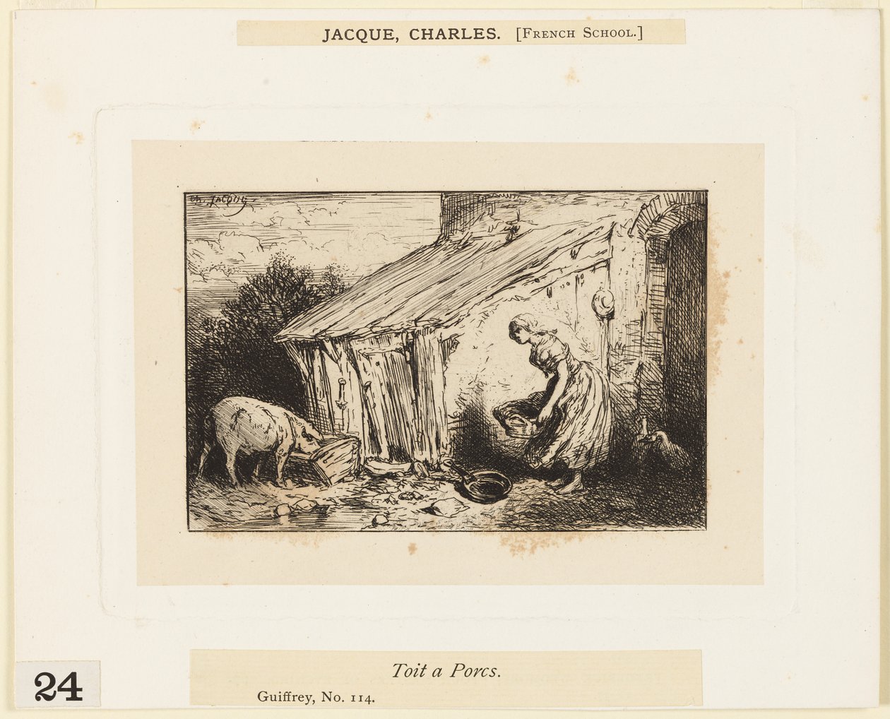Prasečí střecha od Charles Emile Jacque