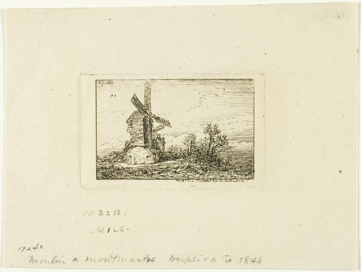 Větrný mlýn od Charles Emile Jacque
