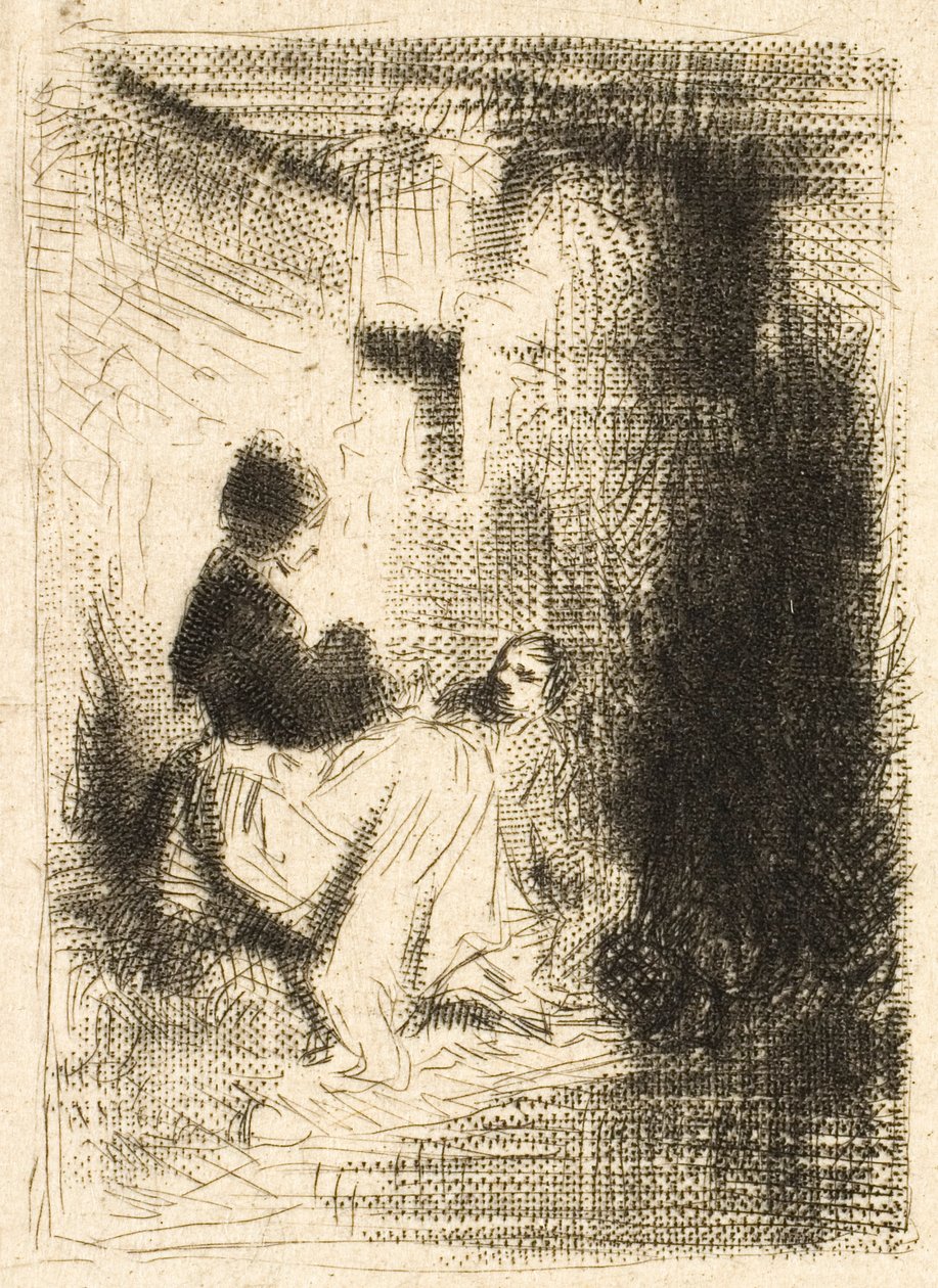 Žena a její děti od Charles Emile Jacque