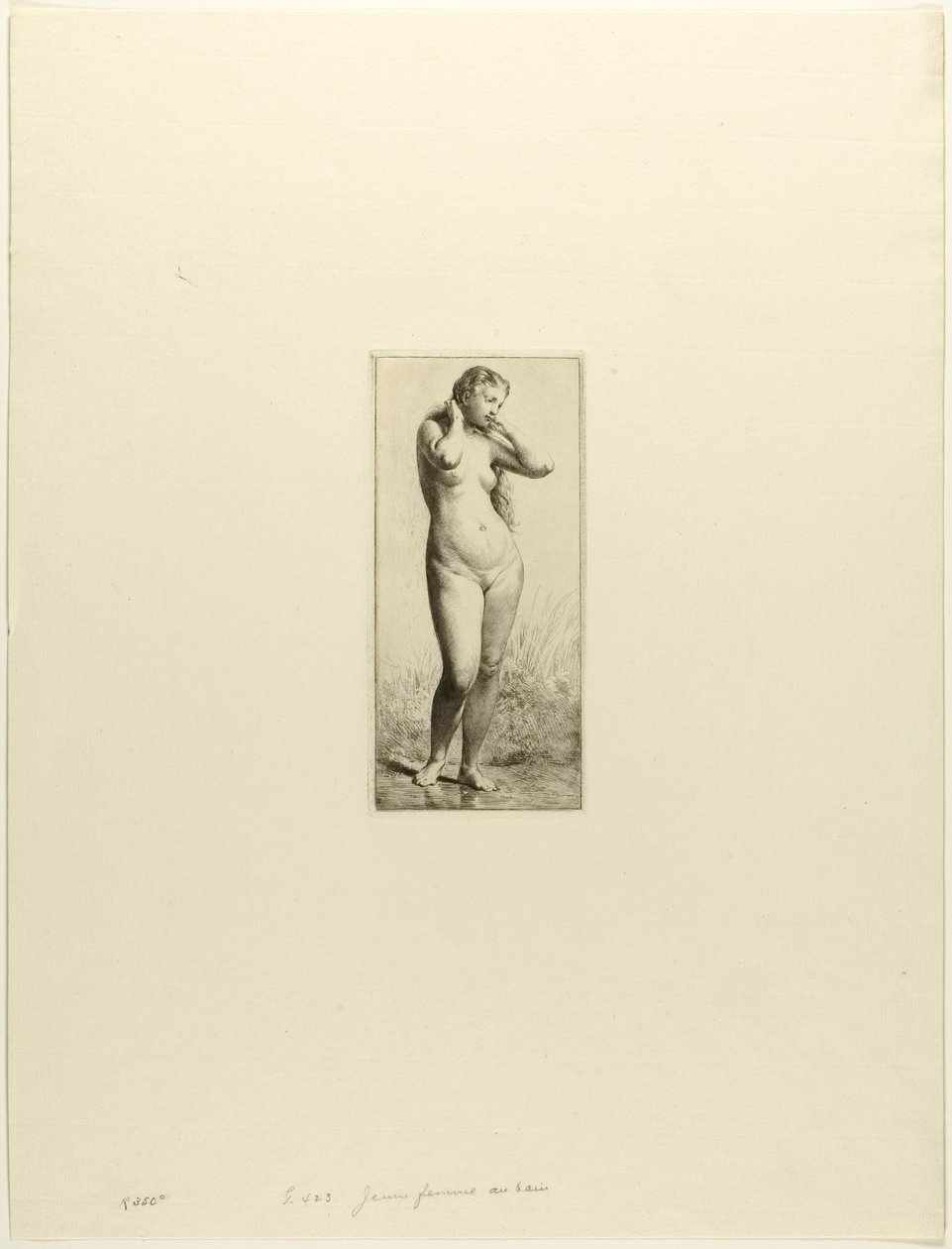 Mladá žena koupání od Charles Emile Jacque