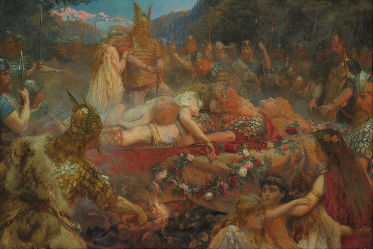 Smrt vikingského válečníka, 1909 od Charles Ernest Butler