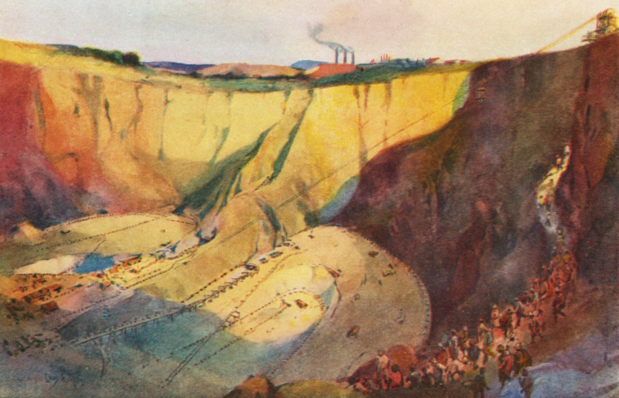 Místo nálezu diamantu Cullinan, důl Premier (barevná litografie) od Charles Ernest Peers