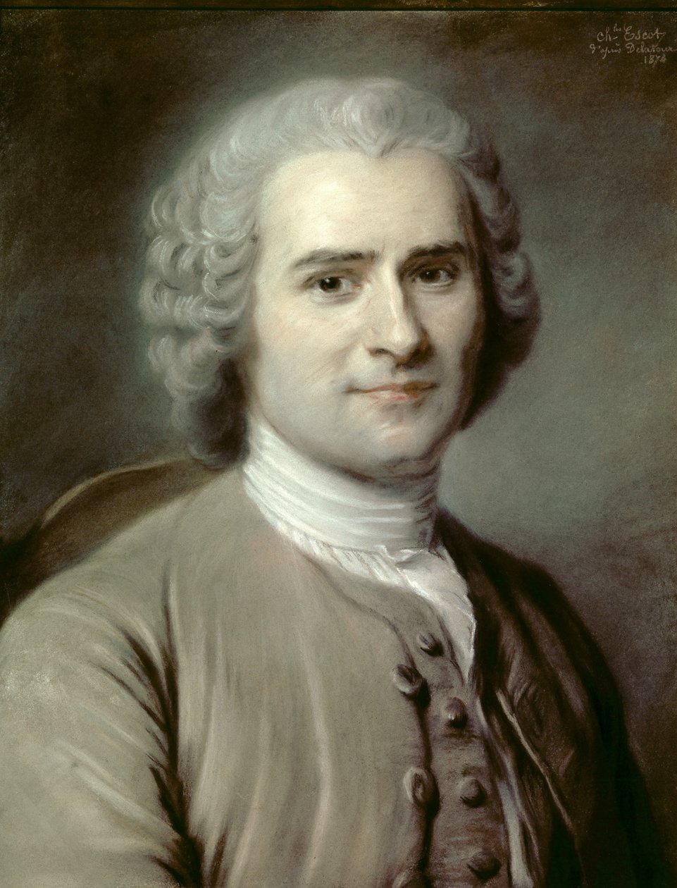 Portrét Jean-Jacques (Jean Jacques) Rousseau (1712-1778), švýcarský filozof. Pastel od Charlese Escota (1834-1902) 1874 Ne. 0,46x0,38 m - Portrét Jean-Jacquese (Jean Jacques) Rousseaua (1712-1778), švýcarského filozofa. Pastel od Charlese Escota (1834-1902 od Charles Escot