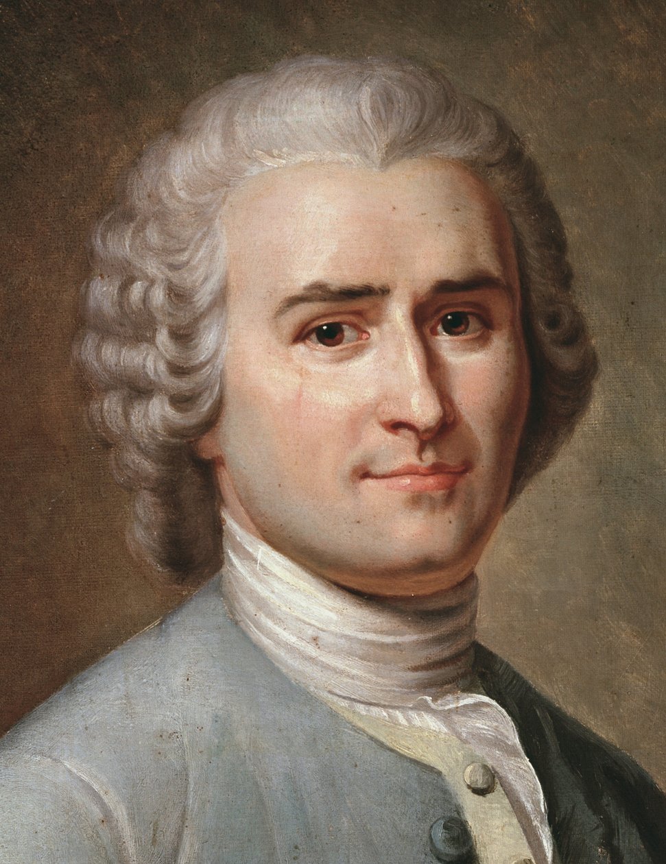 Portrét Jean-Jacquese Rousseaua, švýcarského filozofa, detail (pastel od Charles Escot