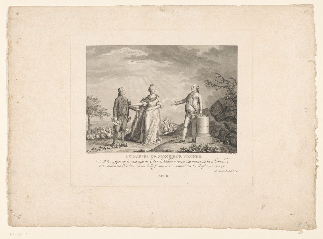 Návrat Jacquese Neckera, 1788 Le reminiscence de Monsieur Necker (název na objektu) od Charles Etienne Gaucher