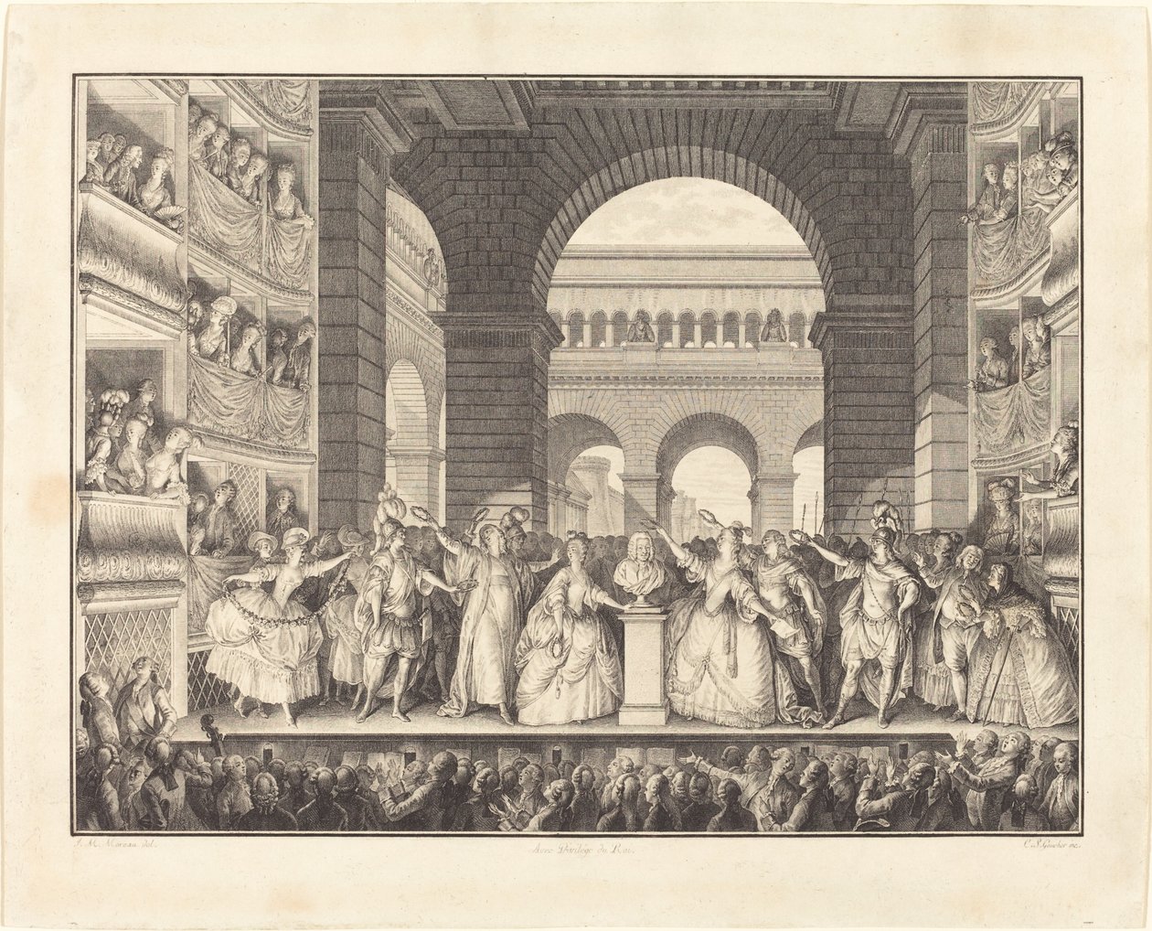 Korunovace Voltaira (Korunování Voltaira) od Charles Etienne Gaucher after Jean Michel Moreau