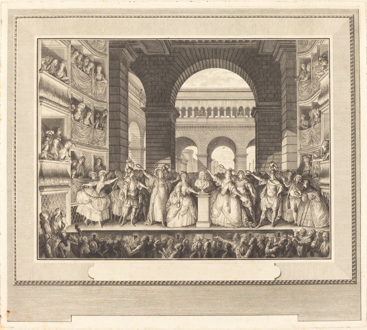 Korunovace Voltaira (Korunování Voltaira) od Charles Etienne Gaucher after Jean Michel Moreau