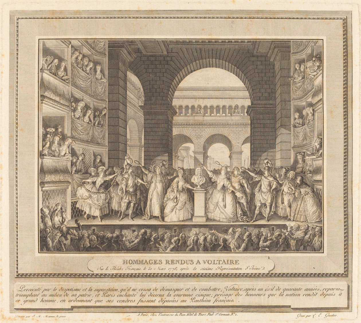 Korunovace Voltaira (Korunování Voltaira) od Charles Etienne Gaucher after Jean Michel Moreau