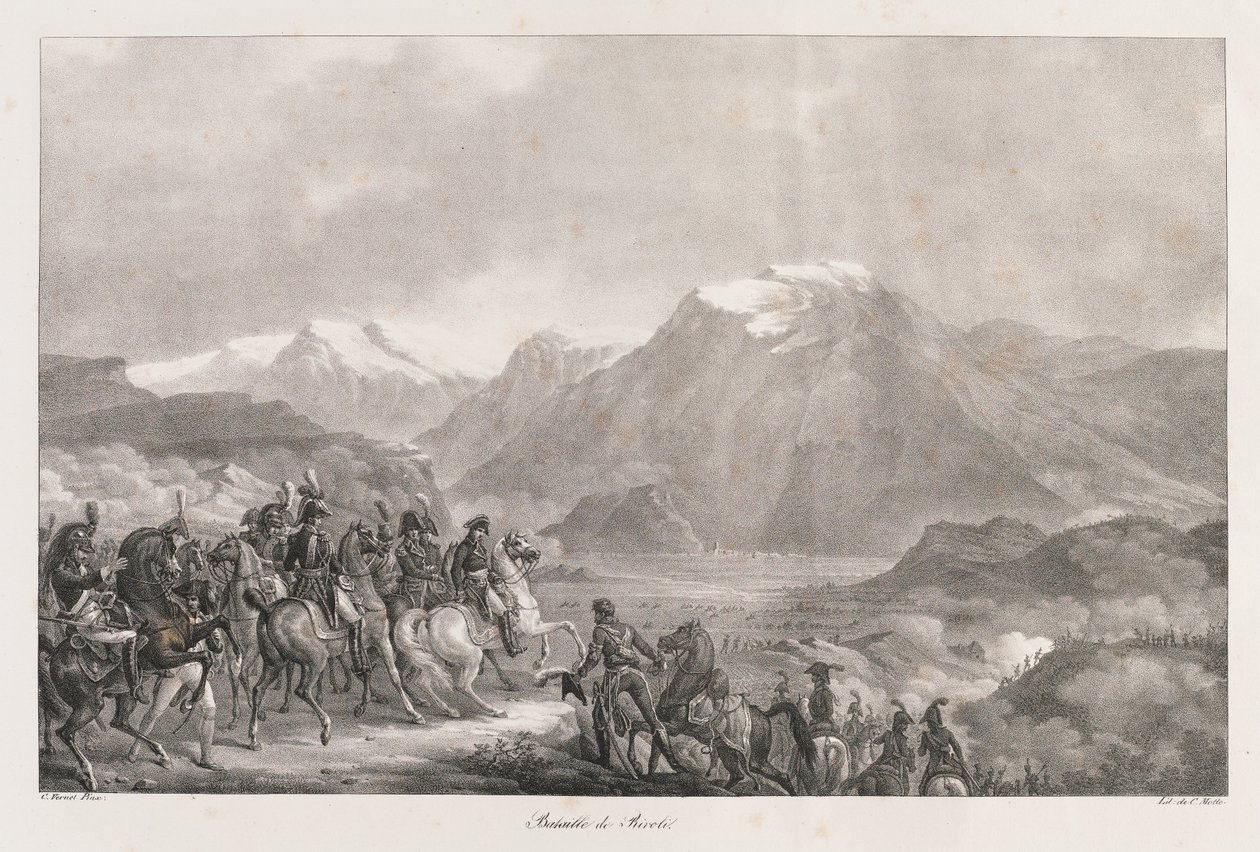Bitva u Rivoli, začátek 19. století (litho) od Charles Etienne Pierre Motte