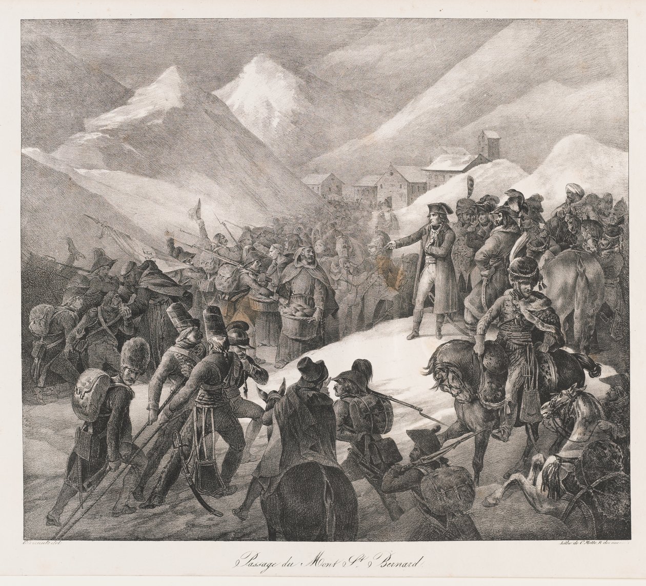 Přechod Mt. St. Bernard, počátek 19. století (litho) od Charles Etienne Pierre Motte