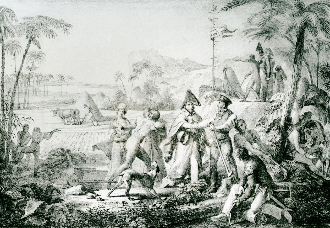 Bez kultivace porostou pouze baytrees, ilustrace pro generála Lallemanda (1774-1839) na Champ dAsile, 1819, po Rullmannovi od Charles Etienne Pierre Motte