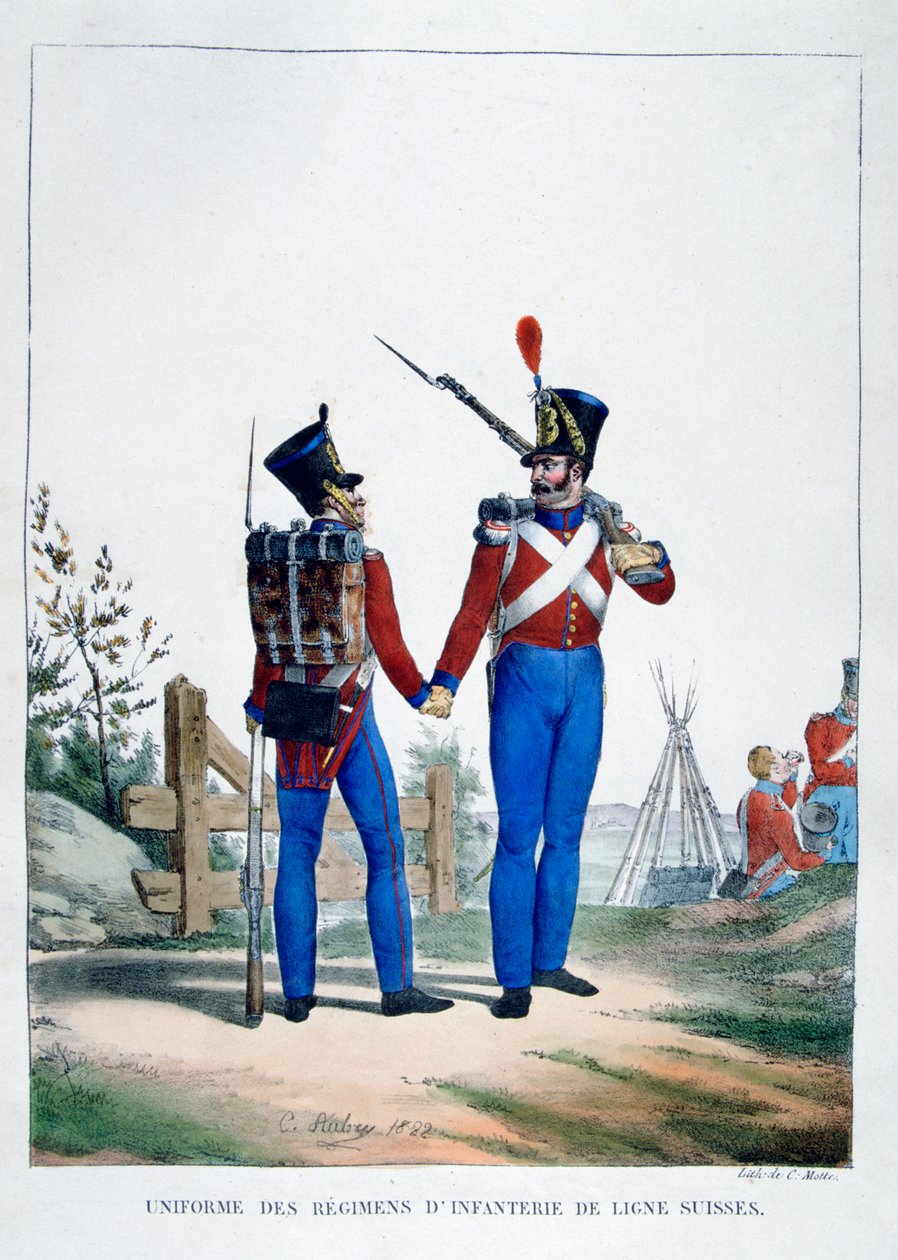 Uniforma pluku švýcarské pěchoty, Francie, 1823. od Charles Etienne Pierre Motte