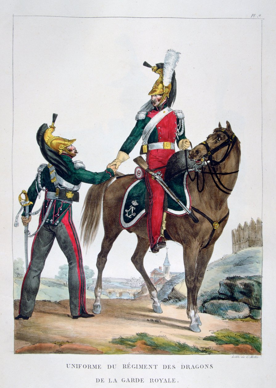 Uniforma regimentu dragounů královské gardy, Francie, 1823. od Charles Etienne Pierre Motte