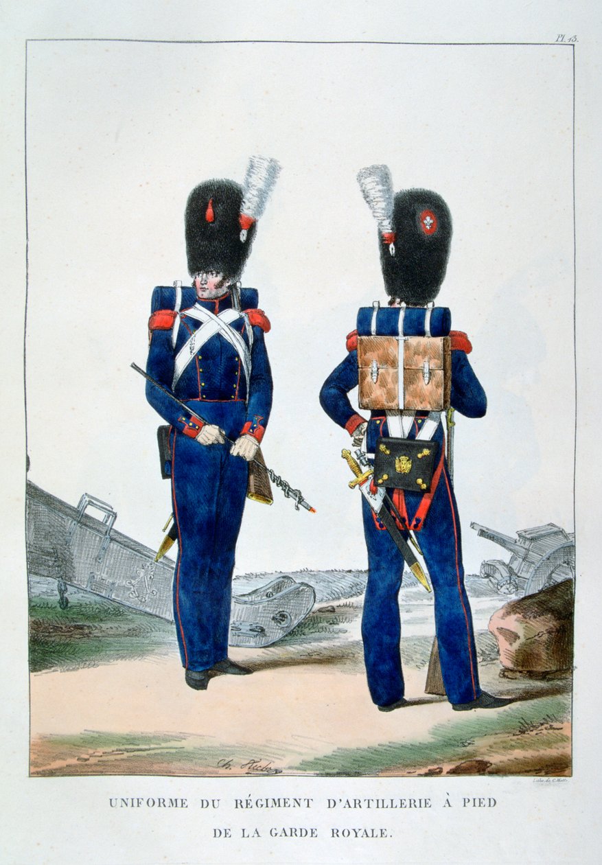 Uniforma pluku pěšího dělostřelectva královské gardy, Francie, 1823. od Charles Etienne Pierre Motte