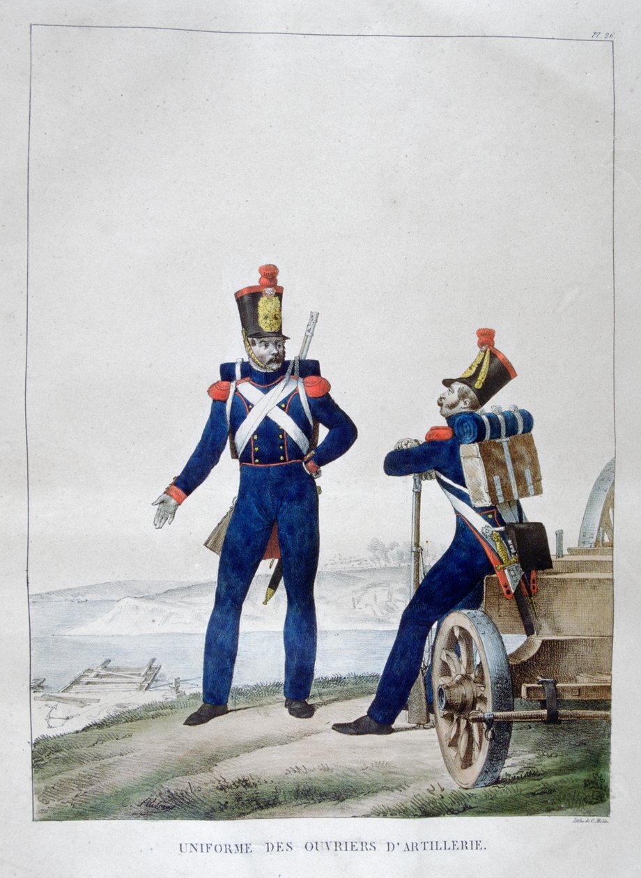 Uniforma dělostřelců, Francie, 1823 od Charles Etienne Pierre Motte