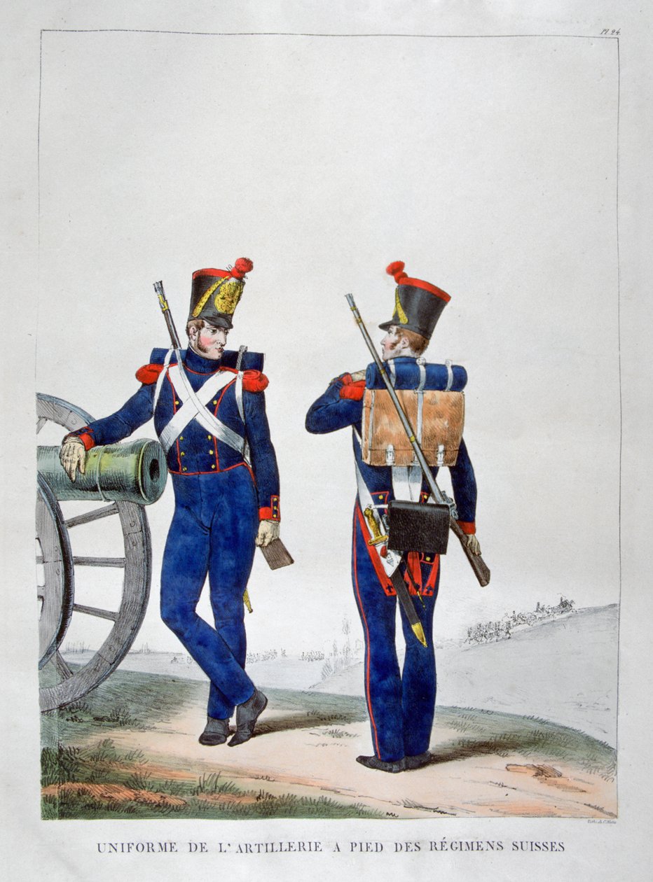 Uniformy švýcarského dělostřeleckého pluku, 1823. od Charles Etienne Pierre Motte