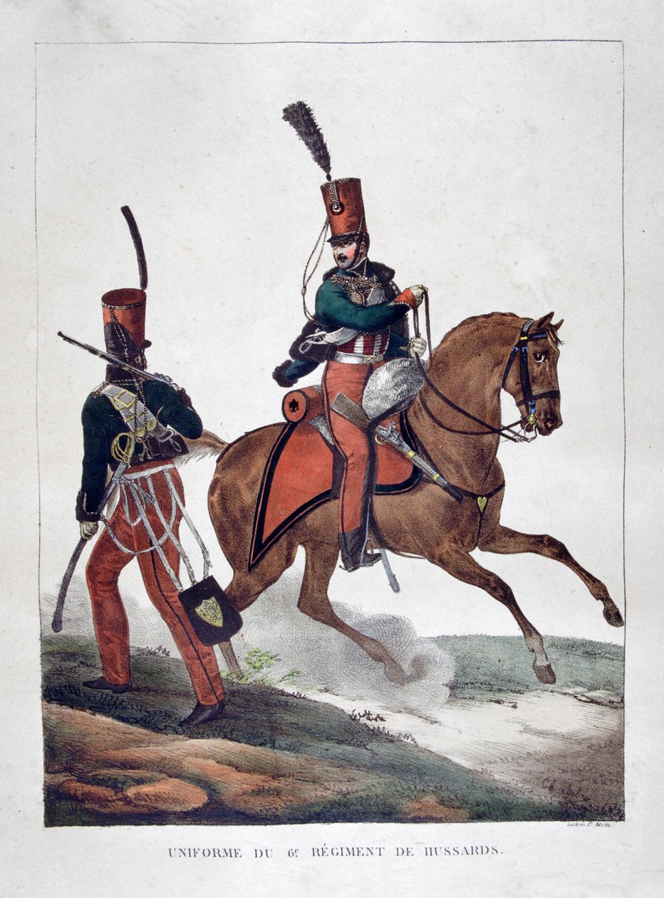 Uniformy 6. pluku francouzských husarů, 1823. od Charles Etienne Pierre Motte