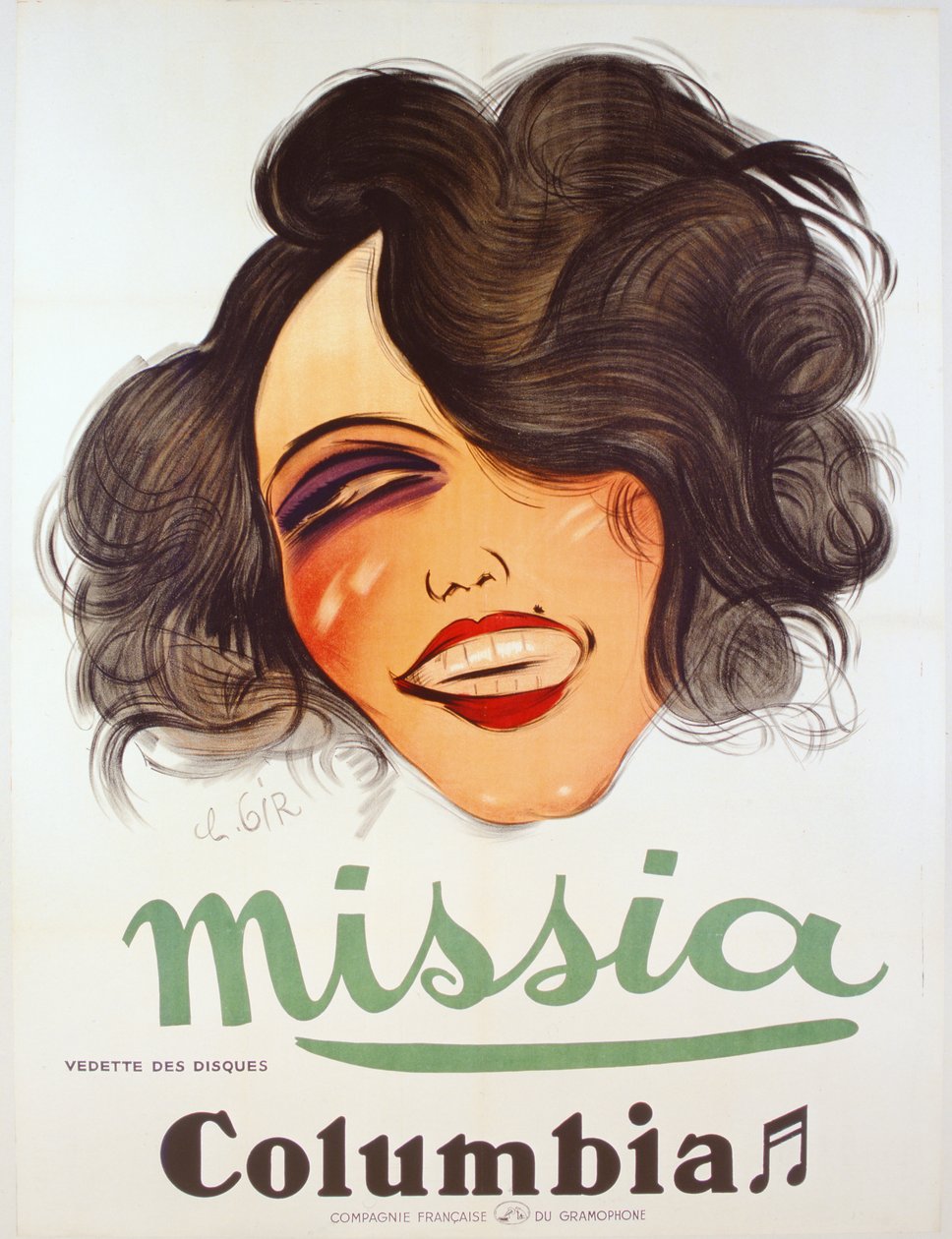 Plakát Columbia Records inzerující francouzskou zpěvačku, Missia, c.1935 od Charles Felix Gir