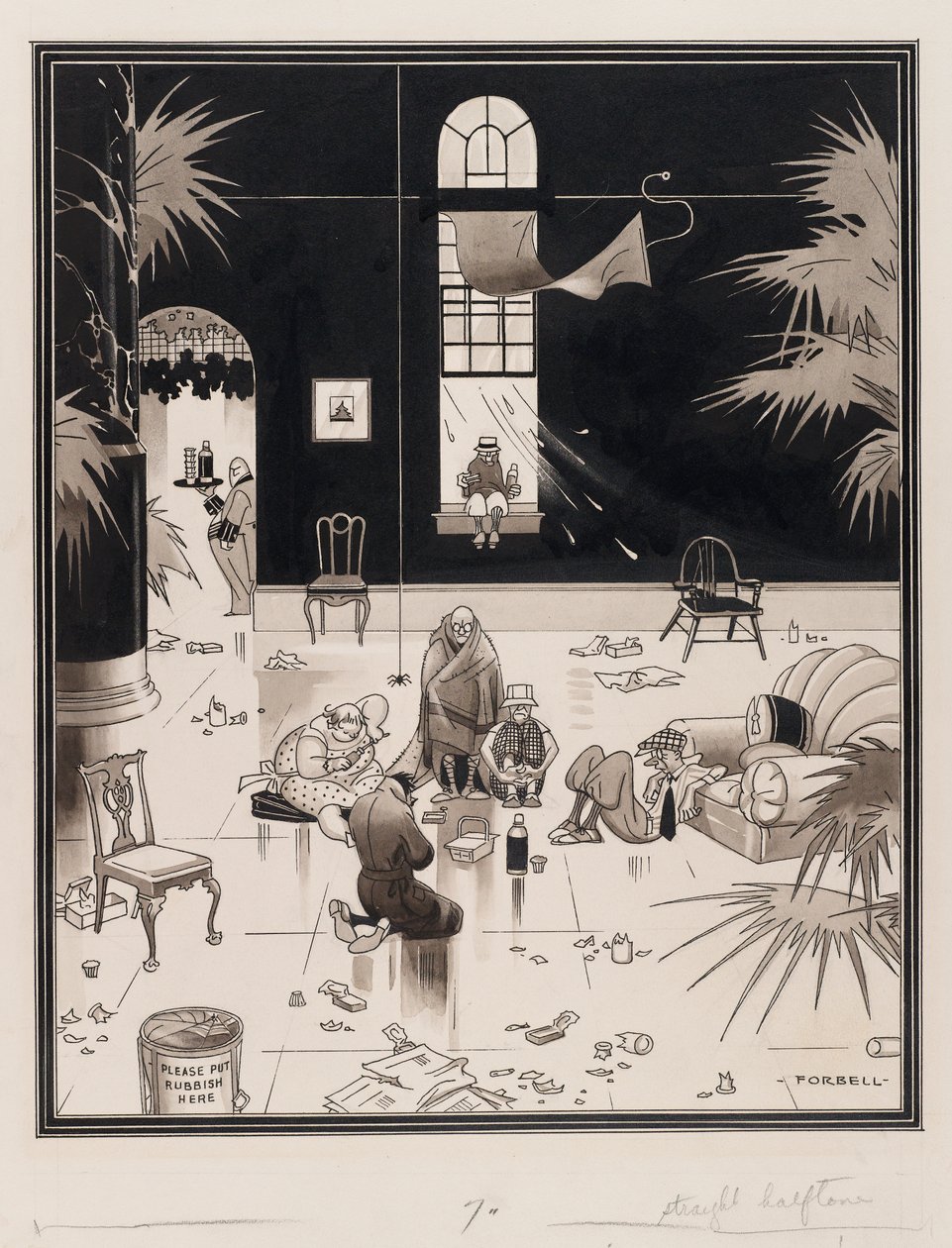 Klubový život v Americe, piknikové, před rokem 1933 (pero a inkoust na papíře) od Charles Forbell