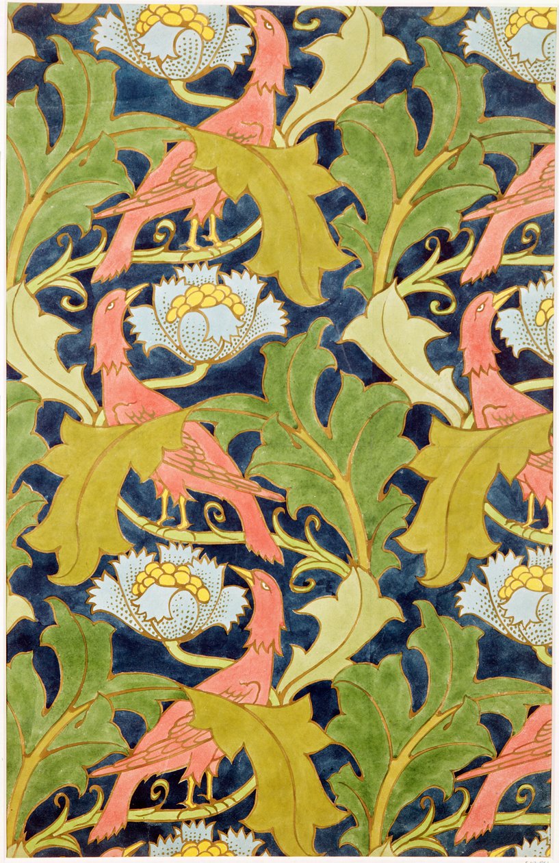 Design pro potištěné prádlo, tisk G.O. a J.Baker, kolem roku 1893 od Charles Francis Annesley Voysey