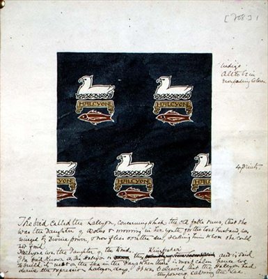 `Halcyon`, návrh pro návrh látky, cca 1895 (akvarel na papíře) od Charles Francis Annesley Voysey