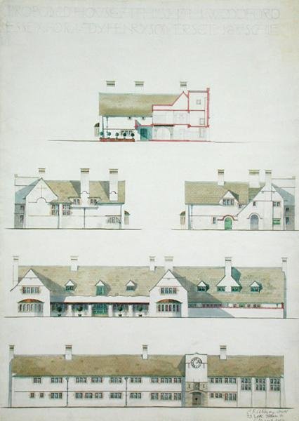 Navrhovaný dům v Higham Woodford, Essex pro lady Henry Somerset od Charles Francis Annesley Voysey