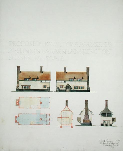 Navrhovaný dům pro A.A. Voysey Esq. ve Slindonu poblíž Barnham Junction, Sussex od Charles Francis Annesley Voysey