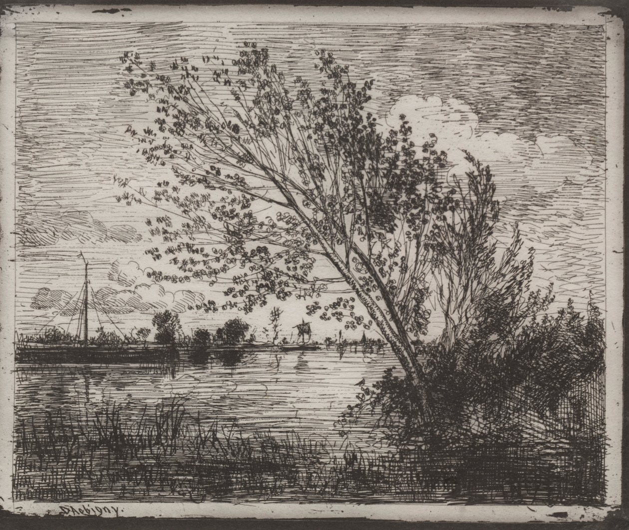 Cluster of Alders, původní otisk 1862, vytištěno v roce 1921. od Charles Francois Daubigny