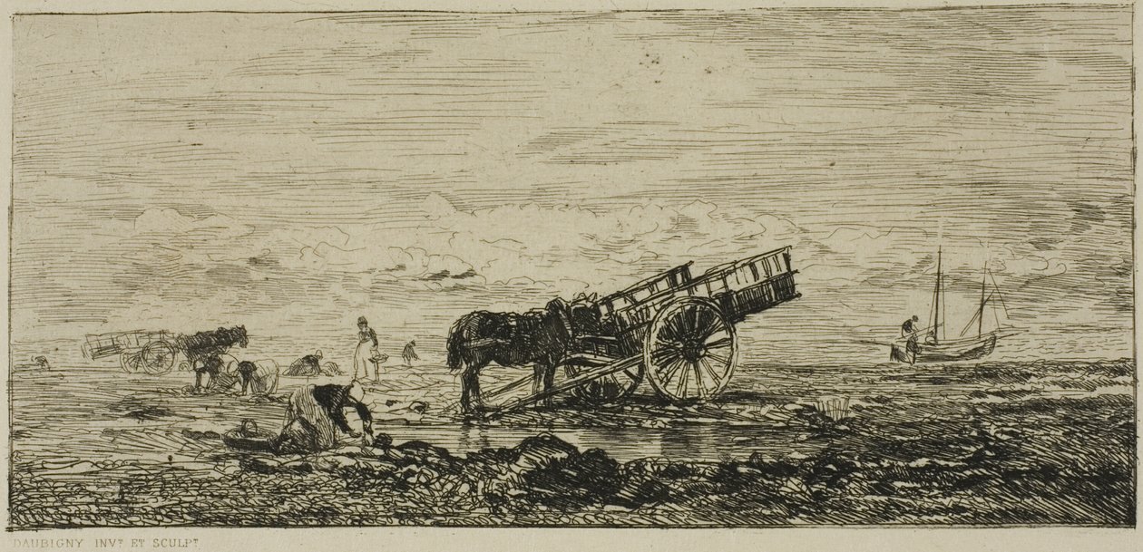 Pláž ve Villerville od Charles Francois Daubigny