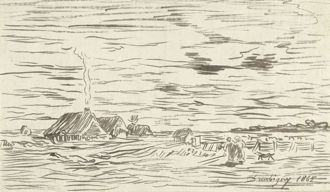 Farmy na rovinatém pozemku od Charles Francois Daubigny