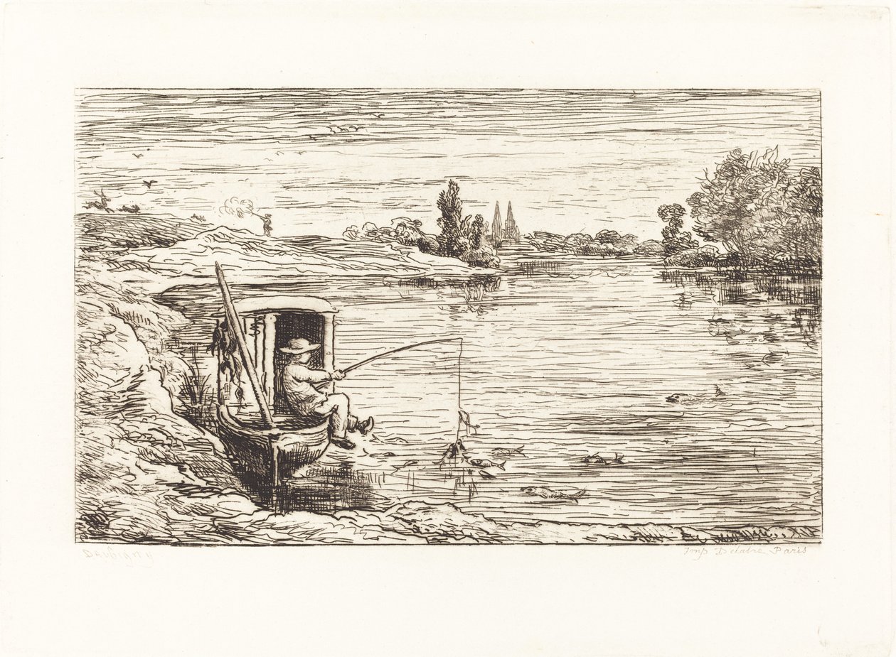 Cabin Boy Fishing (Le Mousse a la peche) od Charles Francois Daubigny