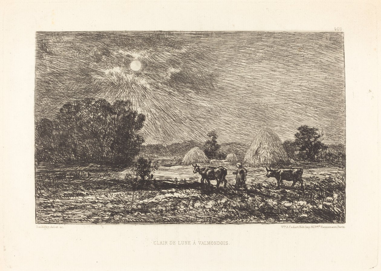 Moonlight at Valmondois (Moonlight at Valmondois) od Charles Francois Daubigny
