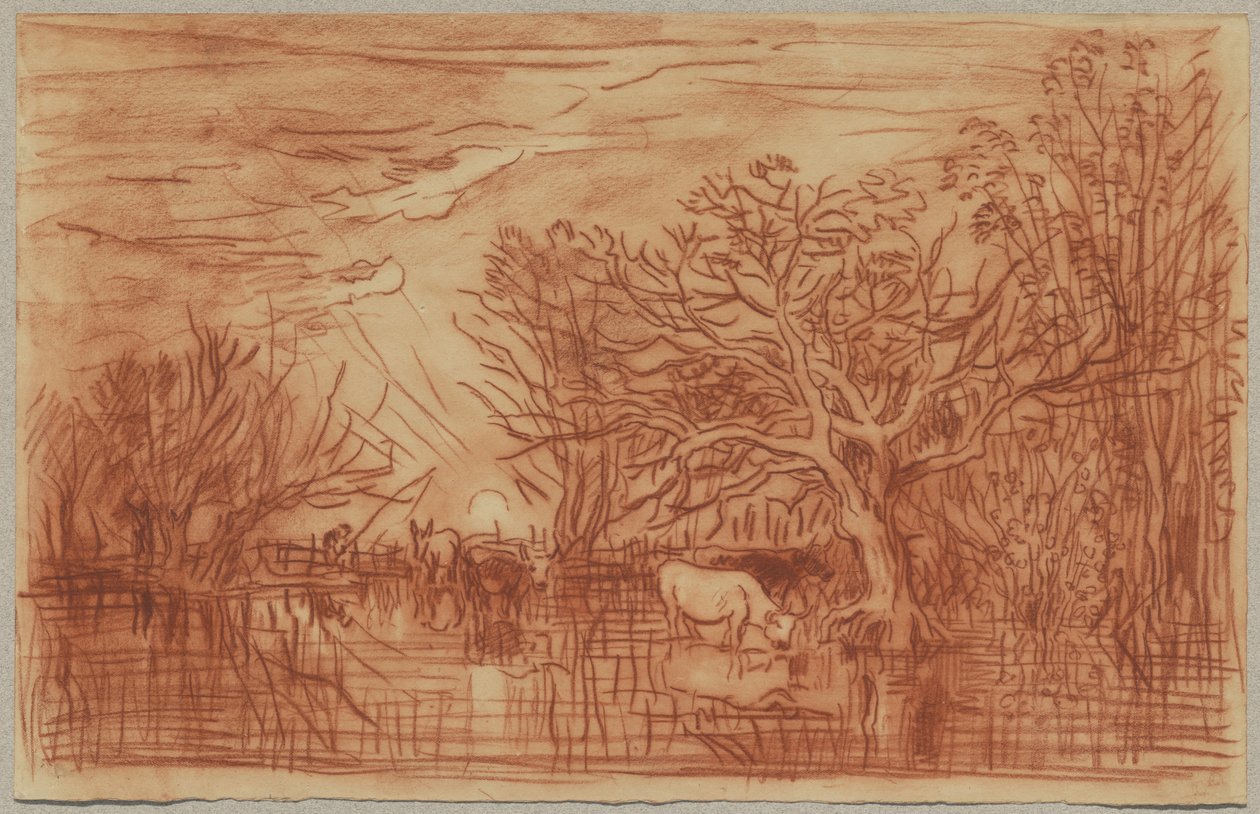 Krávy u napajedla, kolem roku 1863 od Charles Francois Daubigny
