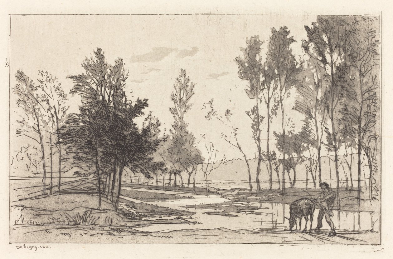 Osel na napajedlo od Charles Francois Daubigny