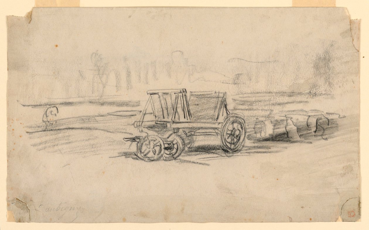 Kresba, Zemědělský vůz, asi 1850 od Charles Francois Daubigny