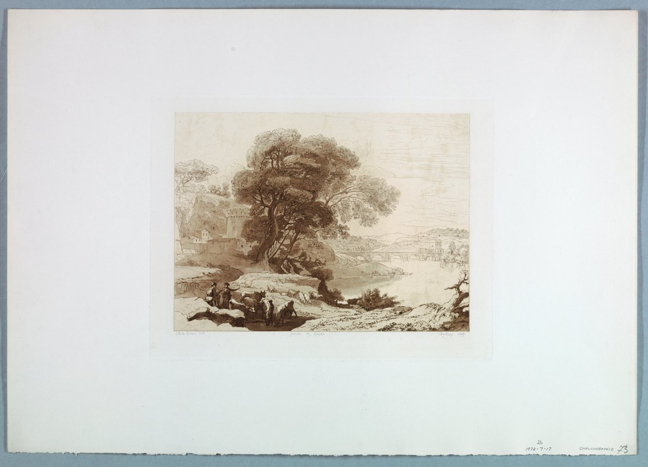 Kresba, Krajina (podle Clauda Lorraina), 1849 od Charles Francois Daubigny