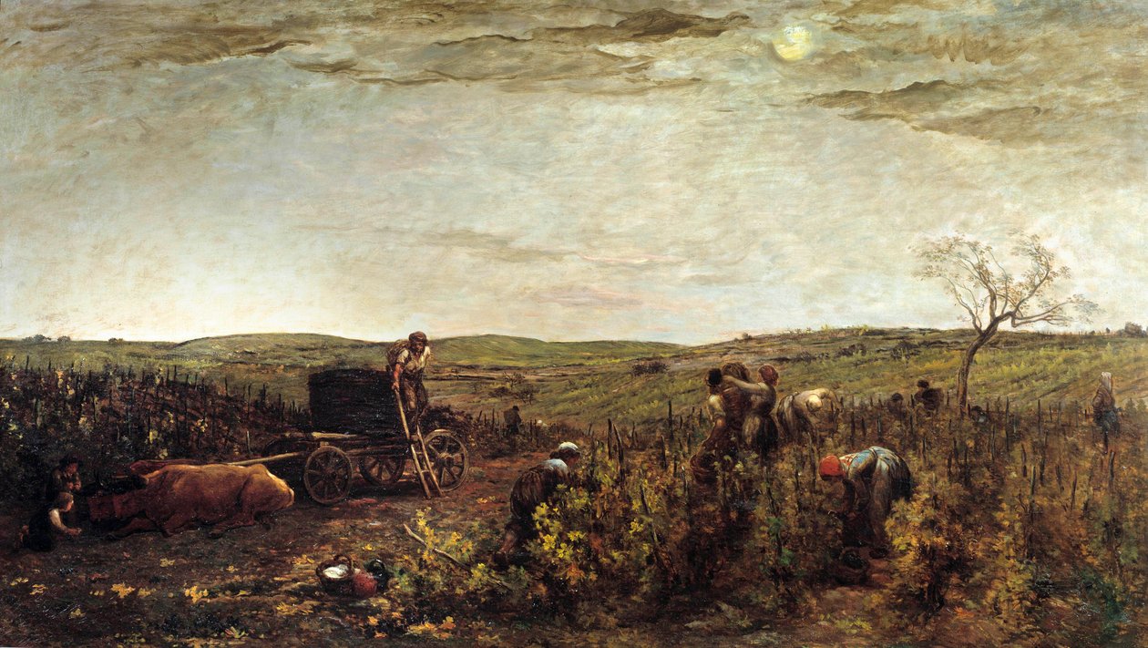 Sklizeň v Burgundsku Obraz Charles Francois Daubigny (1817-1878) 1863 Ne. 1,72x2,94 m Paříž, musee d