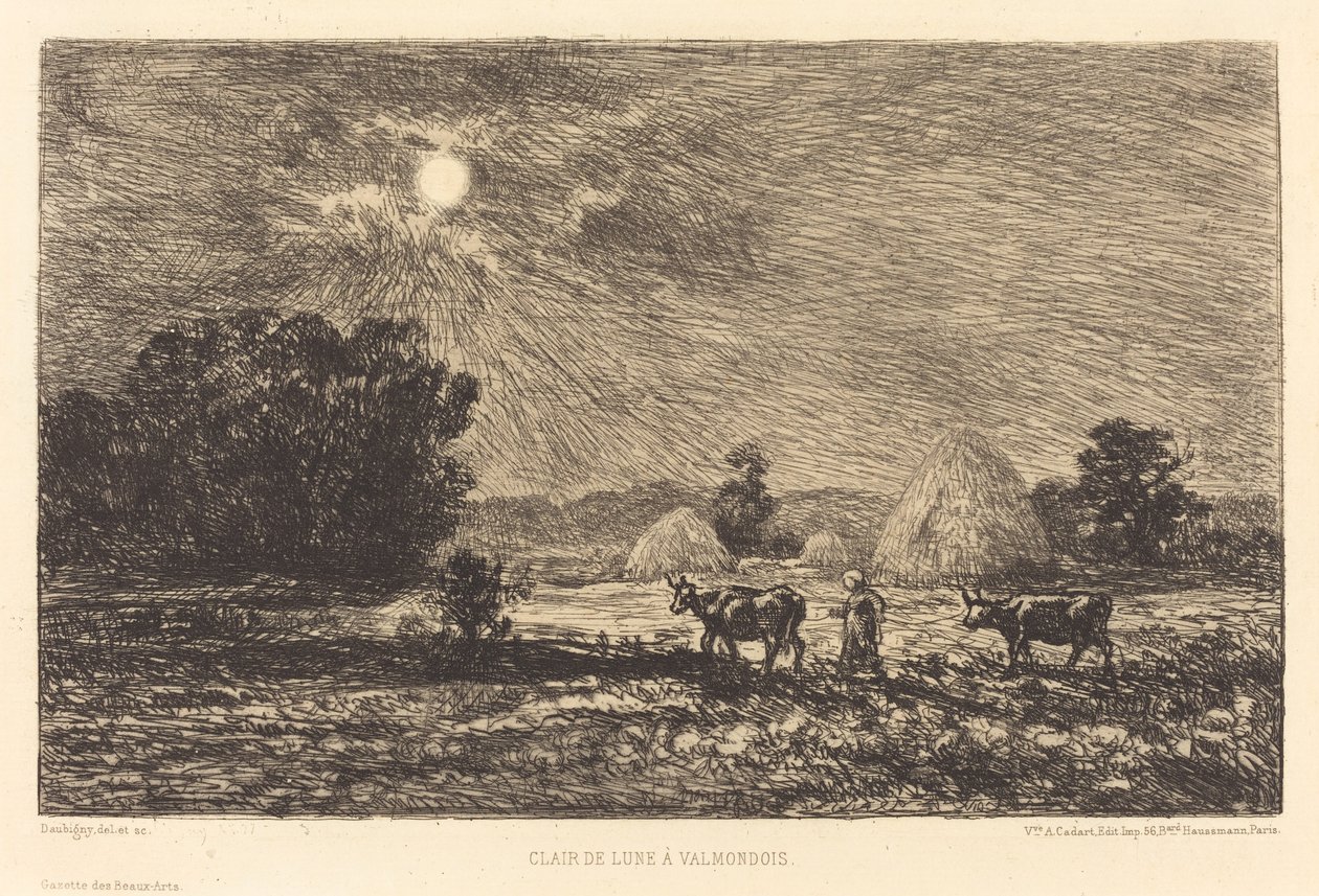 Měsíční svit ve Valmondois od Charles Francois Daubigny