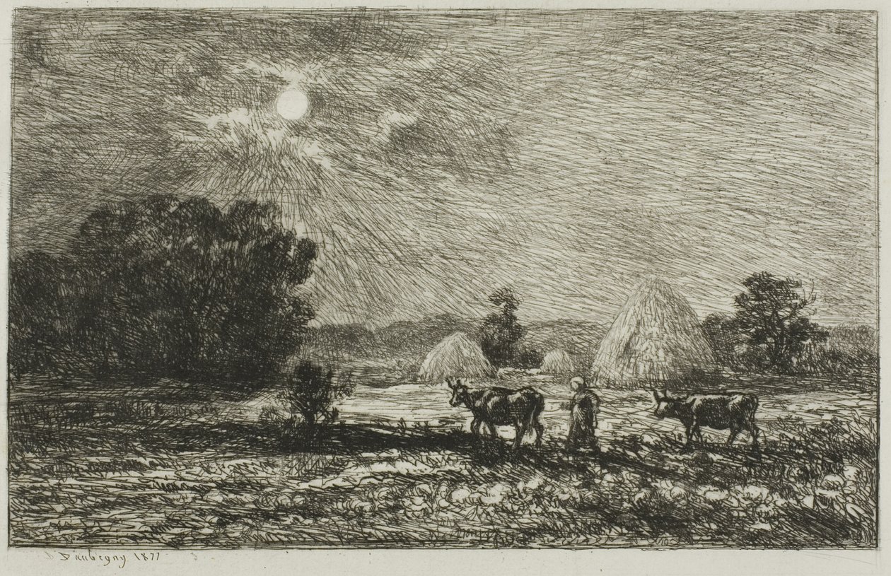 Měsíční svit ve Valmondois od Charles Francois Daubigny