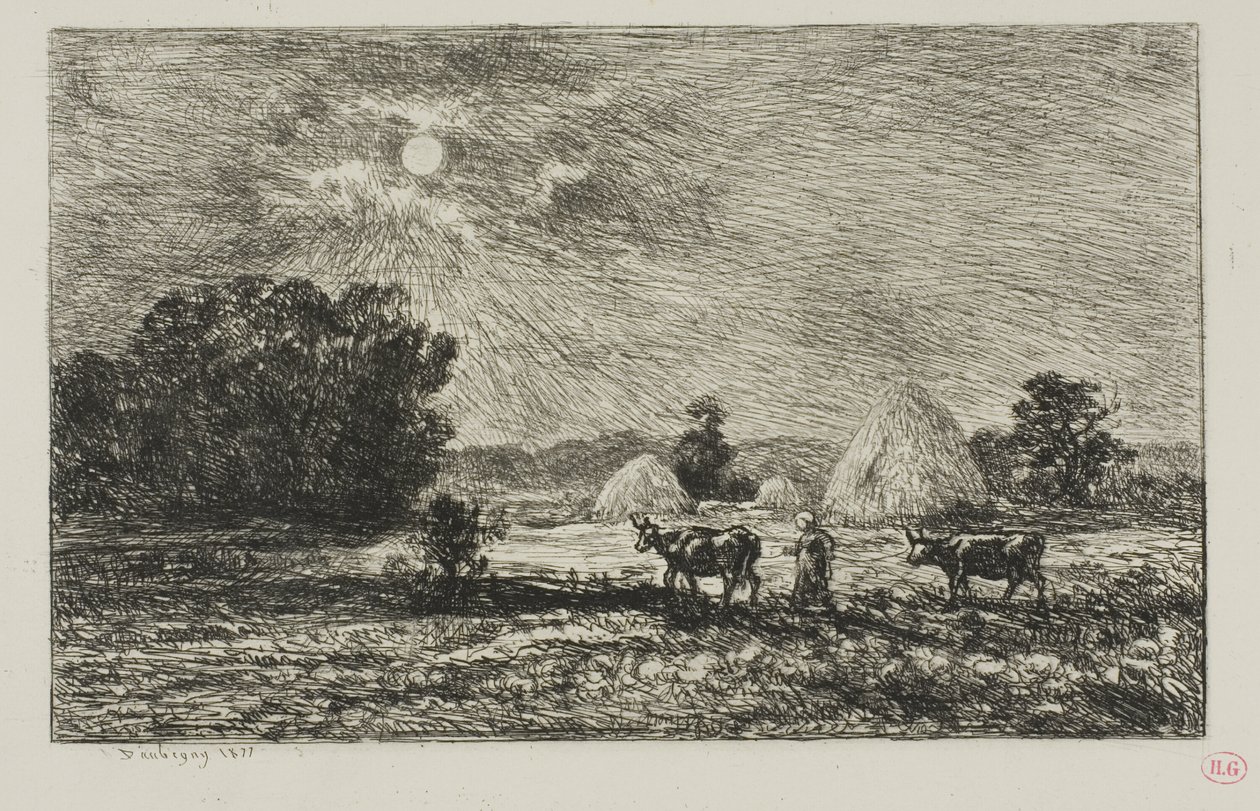 Měsíční svit ve Valmondois od Charles Francois Daubigny
