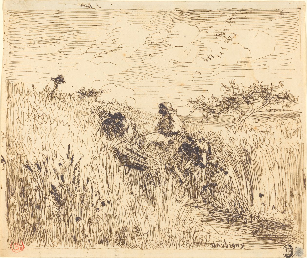 Cesta přes pšeničné pole od Charles Francois Daubigny