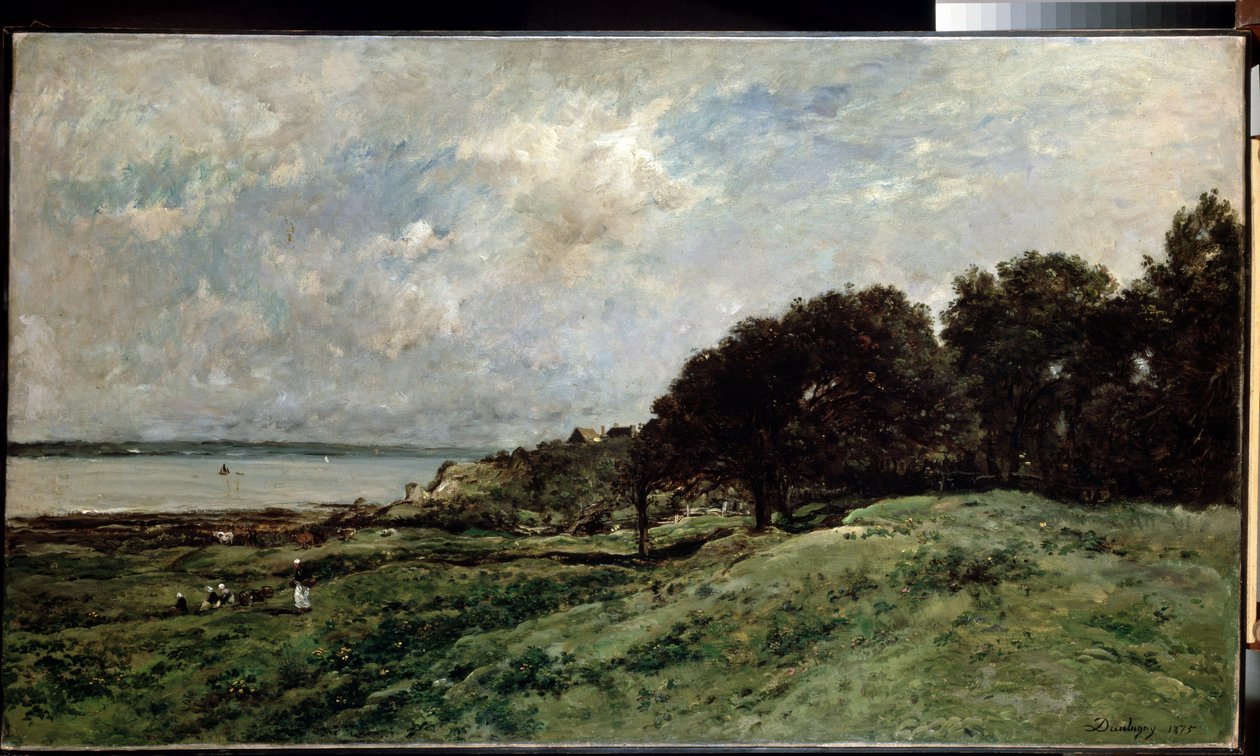 ""Přímořská krajina u Villerville v Calvadosu"" (Pobřeží u Villerville) Malba Charlese Francoise Daubignyho (1817-1878) 1875 85x149 cm Muzeum Ermitáž, Petrohrad (Saint-Petersbourg) od Charles Francois Daubigny