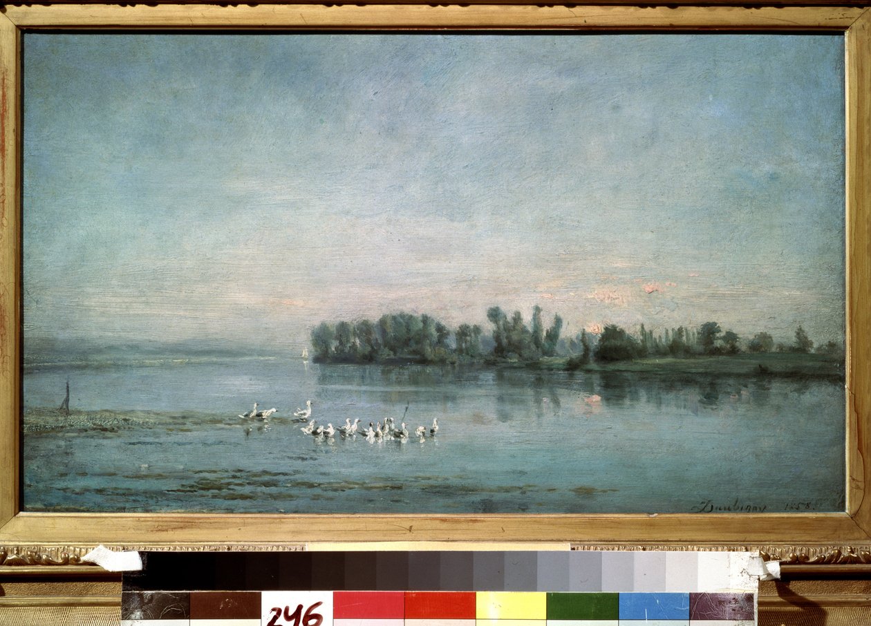 ""Časné ráno"" (Ráno) Obraz Charles-Francoise (Charles Francois) Daubigny (1817-1878) 1858 Puškinovo muzeum, Moskva od Charles Francois Daubigny
