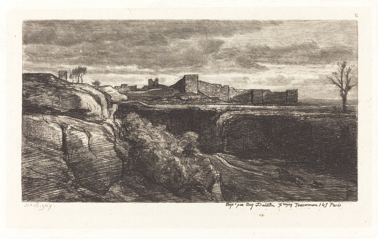 Ruiny zámku Cremieux od Charles Francois Daubigny
