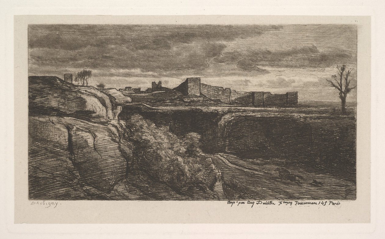 Ruiny zámku Crèmieux Isère, 1850. od Charles Francois Daubigny