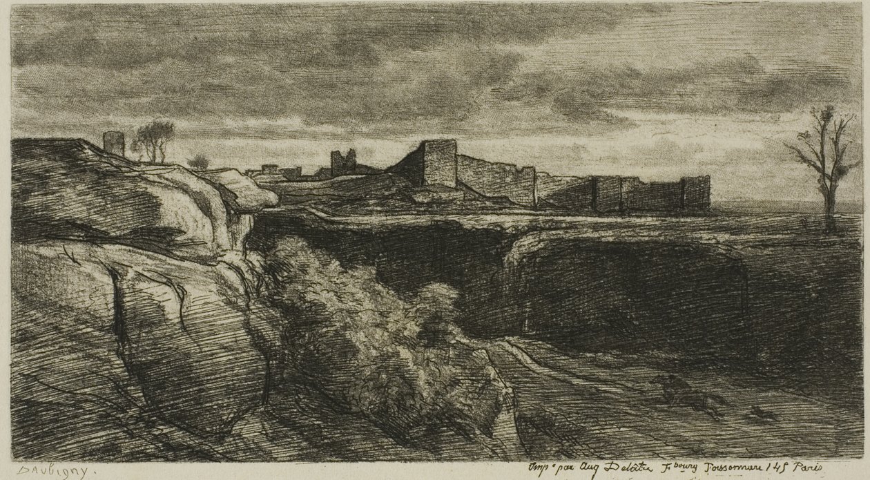Ruiny zámku Crémieux (Isère) od Charles Francois Daubigny