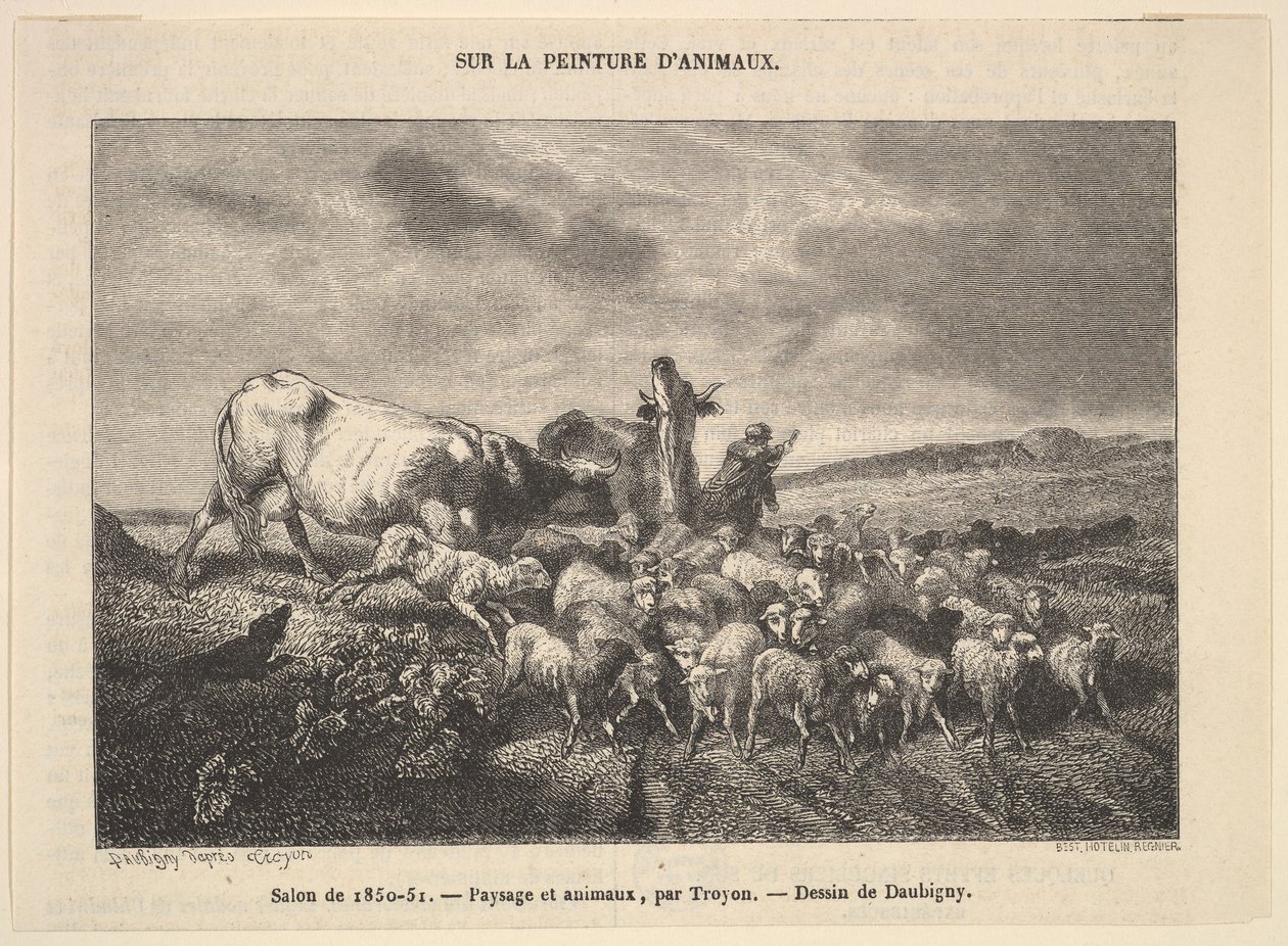 Salon of 1850-51, Landscape and Animals, by Troyon, 1850-51. od Charles Francois Daubigny