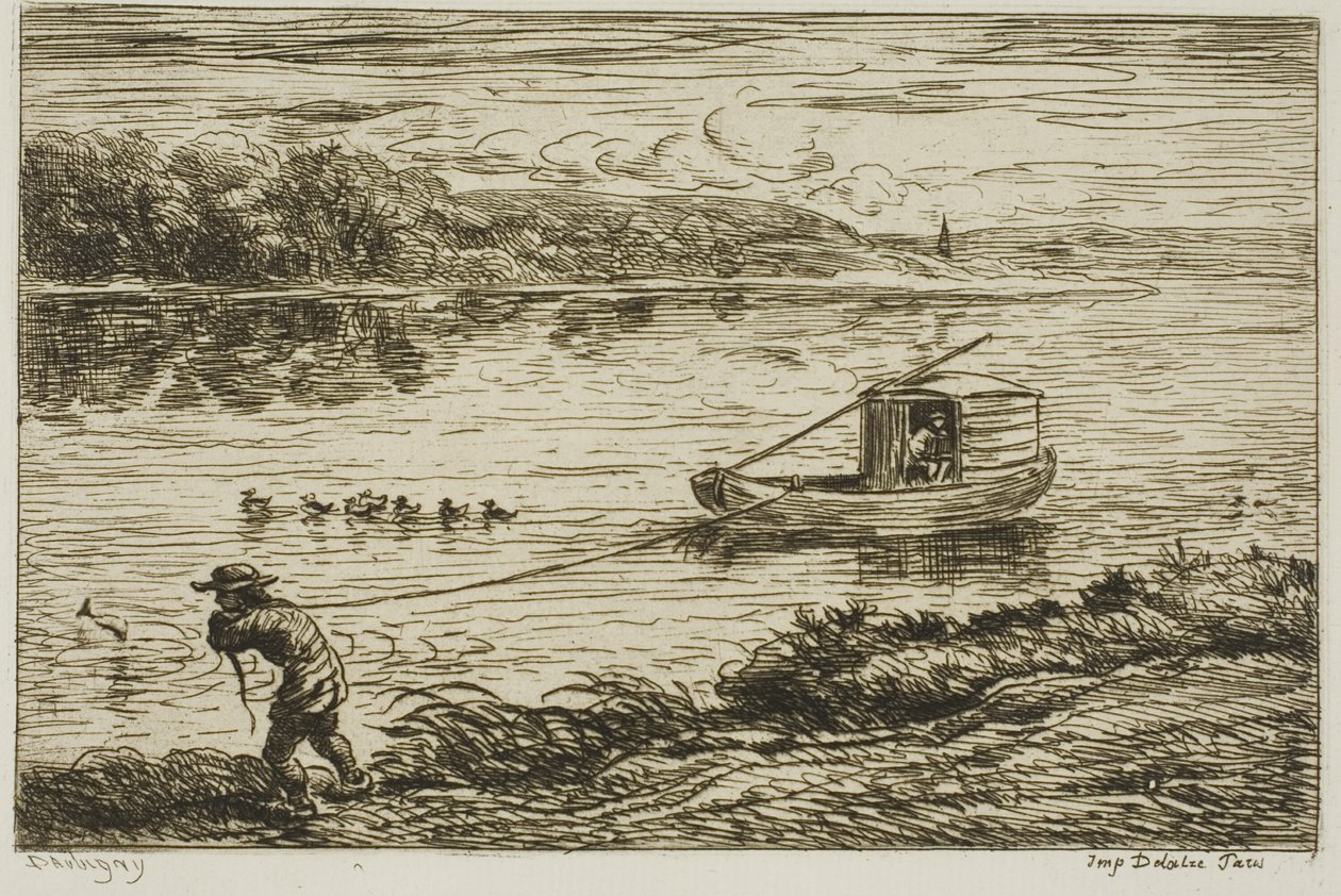 Lodní chlapec tahá za lano (tahání za lano) od Charles Francois Daubigny