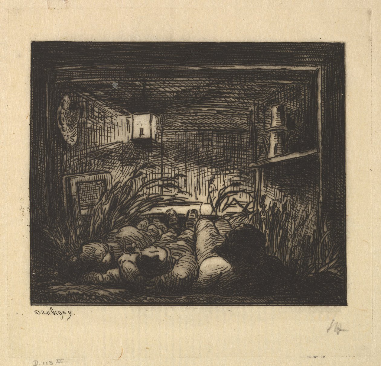 Spaní na palubě člunu, 1861. od Charles Francois Daubigny