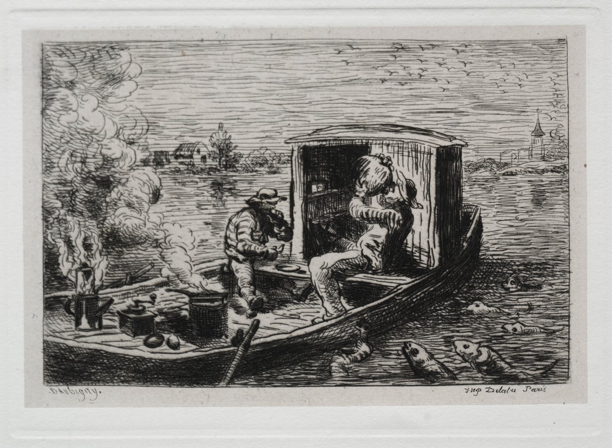 Výlet lodí: hltání nebo oběd na lodi, 1861. od Charles Francois Daubigny
